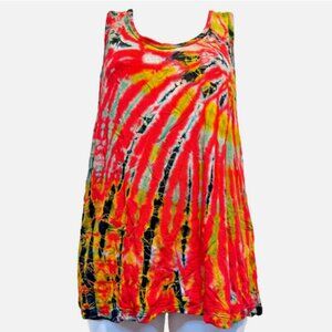 Nwt SACRED THREADS gypsy boho hippy tie dyed knit viscose tank TOP M